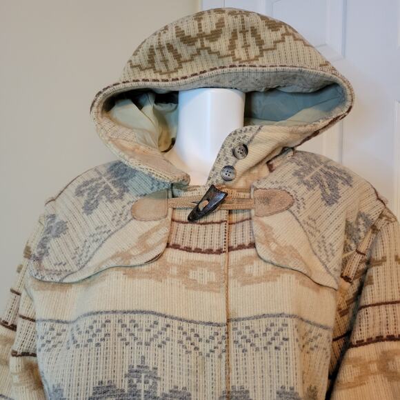 Woolrich Vintage USA Wool Blanket Fully Lined Long Toggle Jacket Coat Size Large - Picture 2 of 12